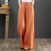 Suitable For All Seasons Cotton Loose Plus Size Wide Leg High Waist Floor-Length Straight Linen Women's Pants_ecoleips.com