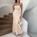 DiYun 2025 Spring/Summer European And American French Style Sexy Slim-Fit Solid Color Strapless Evening_ecoleips.com
