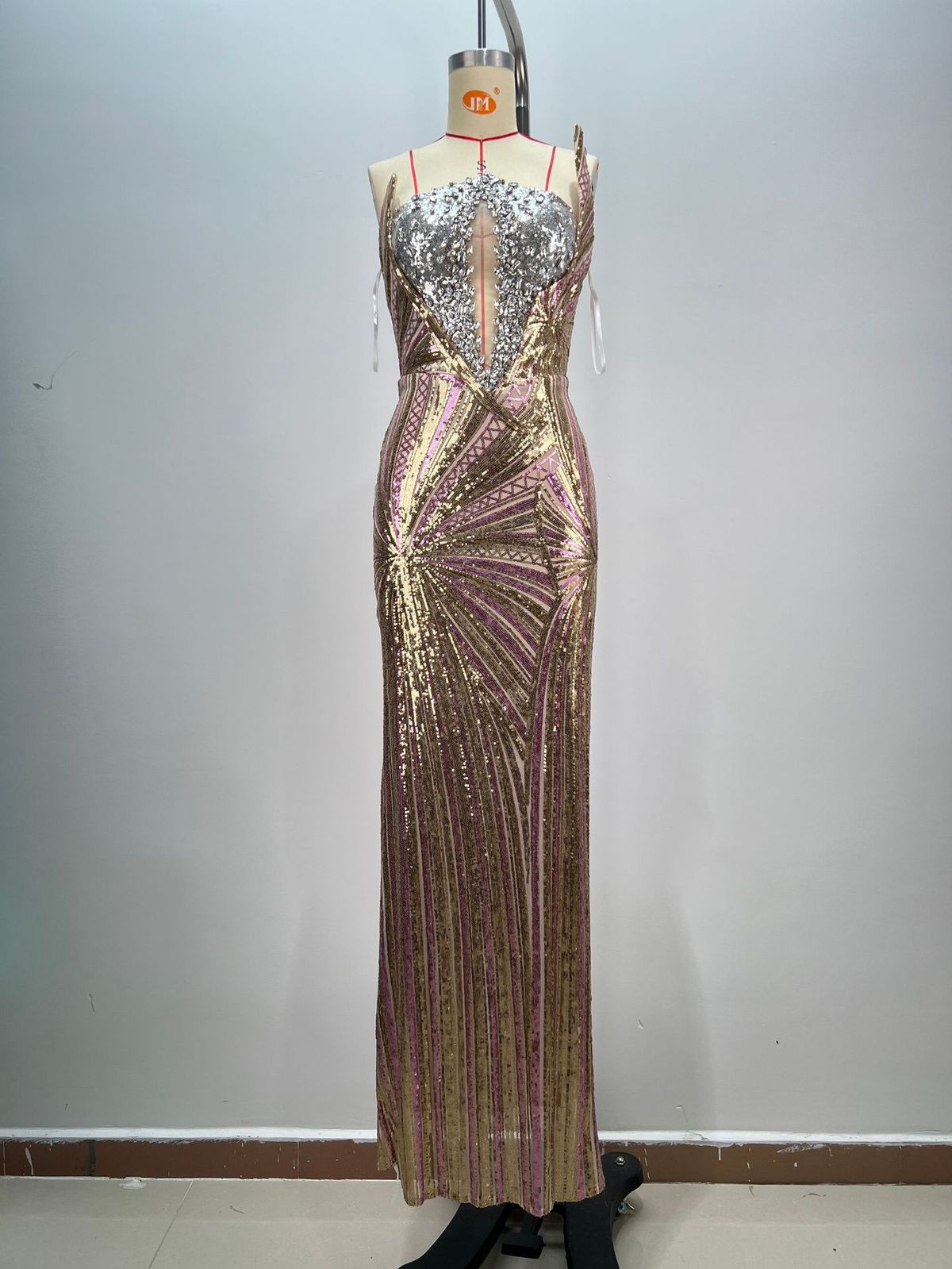Women's Clothing Design Fashion Sequin Mesh Diamond Inlaid Slim Fit Hip Hugging Evening Dress_ecoleips.com