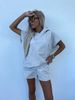 Fashion Women's Casual Loose Hooded Pockets, Sweatshirts, Elasticated Shorts_ecoleips.com
