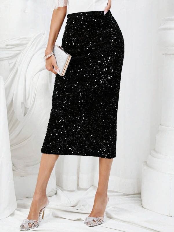 Aria Basics Aria Basics European And American Cross-border Women's Fashion Sequined Elegant High-waisted Sexy Skirt LFY0191_ecoleips.com