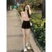 2025s Black Skinny Stretch Denim Shorts For Women, Summer Thin Korean Style, High Waist, Slimming, Height Enhancing, Girl_ecoleips.com