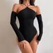 Summer Women's Long Sleeved Off-Shoulder Bodysuit Slim Fit Basic Style European And American Cross Border Sexy Jumpsuit Romper_ecoleips.com