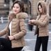 Women's Clothing Women's Winter Short Puffer Jacket With Faux Fur Collar, Slim Fit Warm Coat, 3D Pattern, Multiple Colors & Sizes Slim Fit Warm Coat_ecoleips.com