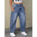 Women's Summer Loose Straight Leg Wide Leg Jeans Washed Denim New Style_ecoleips.com