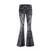 Vintage American Flare Jeans For Women - High Waisted Stretchy Denim Pants With Distressed Wash, Retro Streetwear Style_ecoleips.com