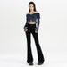 High-quality Pants, New Black Stretch Flared Jeans For Fall/winter 2025, High-waisted Slimming Long Pants_ecoleips.com