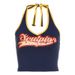 Women's Sexy Halter Neck Summer Top With Letter Print, Streetwear Fashion Stretch Polyester Cropped Fit_ecoleips.com