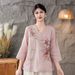 Chinese-Style Retro Cotton And Linen Women's Blouse, Summer Slant Opening, Artistic Loose, Buttoned Tea Dress, Embroider_ecoleips.com