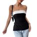 Women's Clothing Black And White Contrast Color Tube Top Elegant Temperament Commuting One Shoulder Tube Top_ecoleips.com