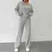 Voya Women's Minimalist Hooded Fashion Set For Spring And Summer Home, Solid Color, Lazy Feeling, Two-piece Set_ecoleips.com
