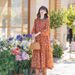 2024 Bohemian Tassel Sleeve Sun Protection Spring Summer Long Women's Vintage Ethnic Style Printed Red Dress_ecoleips.com