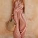 Summer Vacation Style Women's Off-Shoulder Casual Suit Solid Color High-Waisted Cotton Linen Wide-Leg Pants Set_ecoleips.com