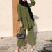 Women Fashion Muslim Hijab Sets Wide Leg Blouse And Pants Set Elegant Solid Color Outfits Spring Autumn_ecoleips.com