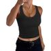 Women's Clothing Low Cut Crew Neck Sleeveless Ribbed T-Shirt Stretch Slim Fit Basic Vest Top Casual 2026_ecoleips.com