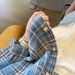 Blue Plaid Women's Shirt Long Sleeve Jacket Spring Autumn New Style Elegant French Top Design Cardigan Blouse_ecoleips.com