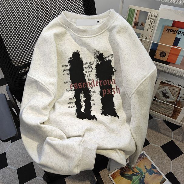 Men's Crew Neck Sweatshirt Fleece Lined Thick Loose Fit Autumn Winter Style Best Selling Couple Top for Women_ecoleips.com
