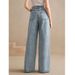 "Plus Size Women's Embroidered Stretch Denim Jeans - Comfortable Straight Leg Washed Jeans With Floral Detailing"_ecoleips.com