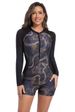 Women's Long-Sleeved One Piece Swimsuit Zipper Sun Protection Surfing Suit Sports Printed Jellyfish Design Swimwear_ecoleips.com