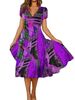 Summer Long Skirt Casual V-Neck Bohemian Short-Sleeved Dress_ecoleips.com