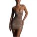 Nude Color High-End Affordable Luxury Sexy Rhinestone Halter Neck Backless Banquet Birthday Dress For Women_ecoleips.com