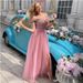 Women's Clothing Elegant Banquet Elegant Sleeveless Slit Sequin Evening Dress With Sheer Tulle Skirt - V-Neck Princess Gown For Banquet & Party_ecoleips.com