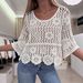Women's Lace Long Sleeve Hollow Out Embroidered Cover Up Top American Style New Clothing_ecoleips.com