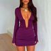 Women's Clothing Women's Sexy Deep V Neck Dress Slim Waist Long Sleeve Bodycon Autumn Winter For Formal & Casual For Women_ecoleips.com