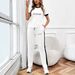 Women's Clothing Women's Cartoon Dinosaur Print Casual Suit Set Crew Neck Short Sleeve Top And Straight Leg Pants Loose Fit_ecoleips.com