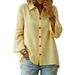 Women's Casual Solid Color Shirt Single Breasted Collared Top Three Quarter Sleeve European American Style Spring Summer_ecoleips.com