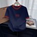 Dark Grey Cotton Crew Neck Short Sleeve T-Shirt Korean Style Fashionable Versatile Top For Women Trendy Brand 2026_ecoleips.com