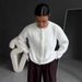 Cropped Faux Shearling Cardigan – Oversized Knit Coatigan (One Size, Cream White, Nylon-Polyester Blend, , Fall/Winter Layering Staple)_ecoleips.com