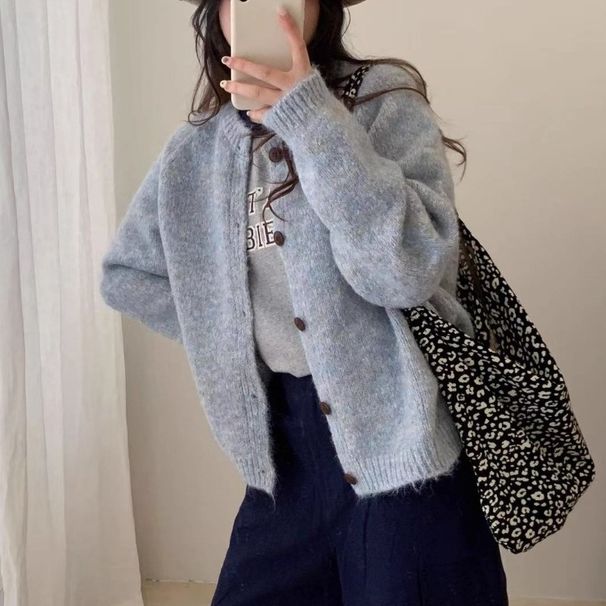Aria Basics Aria Basics Korean-style Autumn Winter Knit Cardigan For Women, Loose And Casual Style, 2025 New Patterned Sweater Jacket, Short Top_ecoleips.com