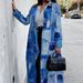 Women's plus Size Color Blocked Denim Print Trench Coat Fashionable Versatile Spring Autumn Style Best Selling_ecoleips.com