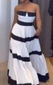 Women's Clothing Fashion Contrast Color Stitching Striped Bow Dress_ecoleips.com