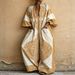 Bohemian Retro Ethnic Style Wide Leg Jumpsuit for Women with Pockets Long Robe Foreign Trade Fashion_ecoleips.com
