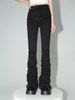 Pleated Elastic Black High-Waisted Jeans For Women, Spring New American High Street Style, Flared Washed Long Pants_ecoleips.com