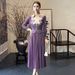 Factory Direct Supply Of Spring Style Printed Poio Collar Fashionable Slimming Dress_ecoleips.com
