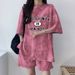 Trendy Women's Cotton Two Piece Set Tie Dye Round Neck Short Sleeved Summer Outfit New_ecoleips.com