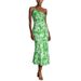 Women's Slip Dress Printed Crossbody Neck Mermaid Dress_ecoleips.com