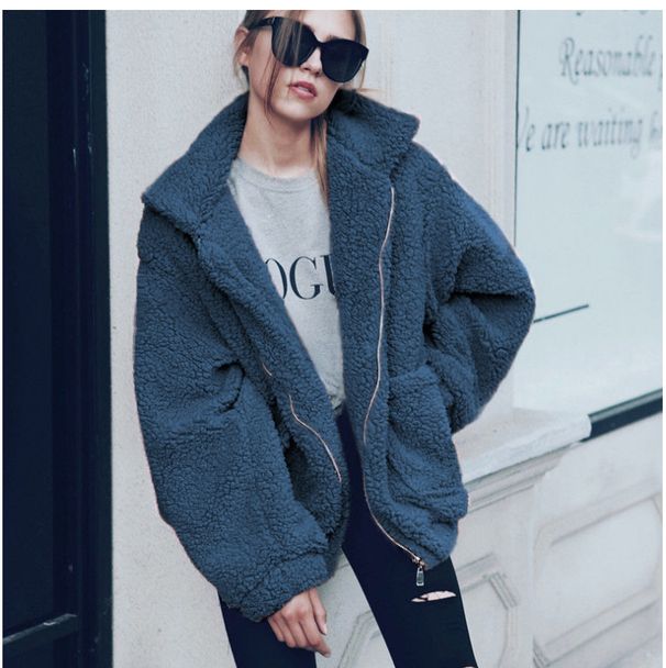 Women's Fashion Zip-Up Fleece Jacket - Soft & Cozy Winter Outerwear With Stand Collar, Long Sleeve, Slim Fit (Multiple Colors Available)_ecoleips.com