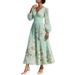 Elegant Floral Print A-Line Maxi Dress With V-Neck | Flowy Chiffon Long Dress For Women In Multiple Colors & Styles_ecoleips.com