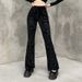 Dark Flared Pants for Women Suede Embossed Design Fashionable Elegant Casual Long Trousers New Summer Style_ecoleips.com