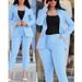 2026 Cross-border Women's Solid Color Slim Fit Casual Fashion Waist-Cinching Double-Breasted Two-Piece Suit Set Black_ecoleips.com