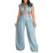 Women's Clothing Women's Jeans Suit Sexy Sleeveless Two Piece Loose Straight Summer_ecoleips.com