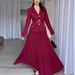 Women's Clothing New Temperament Waist Suit Jacket Pleated Long Skirt Two Piece Women's Skirt Suit_ecoleips.com