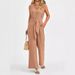 Women's Elegant Foreign Trade V-neck Wide-leg Bodysuit Sleeveless Belt Jumpsuit Women_ecoleips.com