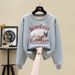 Women's Fleece Lined Sweatshirt round Neck Thick Korean Style Casual Loose Fit Pure Cotton Top Autumn Winter Pure Color Slimming_ecoleips.com