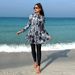 Muslim Swimsuit Leaf Pattern Long Sleeve Swimsuit Set European And American Style Women's Fashionable Swimwear One Piece Swimsuit For Adults_ecoleips.com