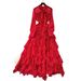 Unique Polka Dot Dress With Bow Tie Long Sleeves Sophisticated Irregular Ruffle Hem For Autumn 2025_ecoleips.com